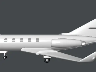 Learjet private jet Low-poly 3D model