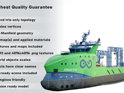 USV Mothership Armada 7803 Multipurpose Vessel Advanced PBR Low-poly 3D model