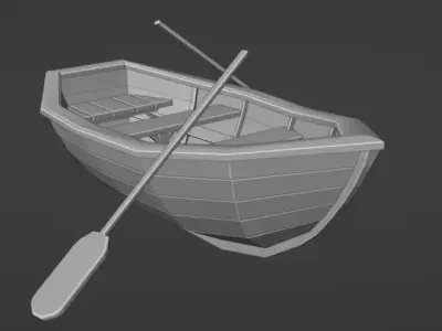 Boat LowPoly with oars and paddle Free low-poly 3D model