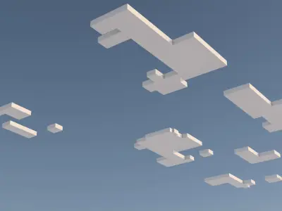 the clouds city with lighthouse Low-poly 3D model