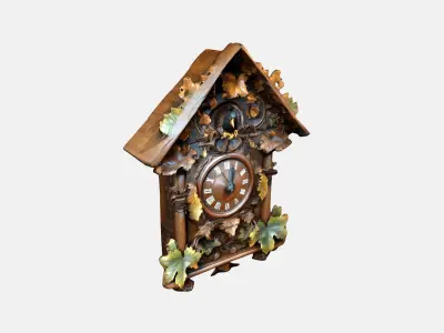 Wooden Wall Clock Low-poly 3D model