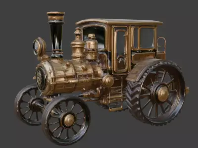 Steampunk Industrial Heavy Tractor 3D Model Low-poly 3D model