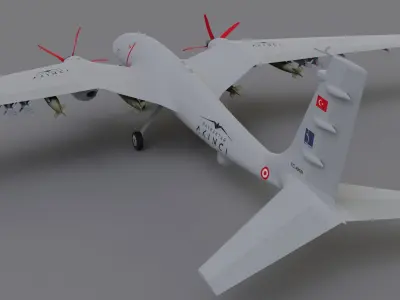 Baykar Akinci  UAV 3d Model Low-poly 3D model