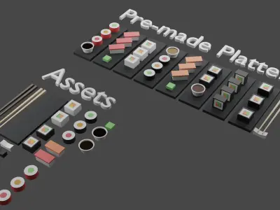 Sushi Asset Pack Low-poly 3D model