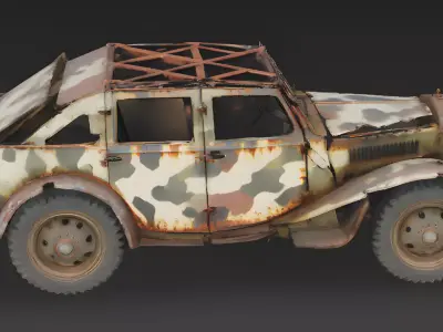 WWII British Armored Car Wreck 3D Model 3D Model Low-poly 3D model