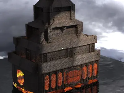 Lizard Cult 3 Town Hall Walls Kitbash  3D model