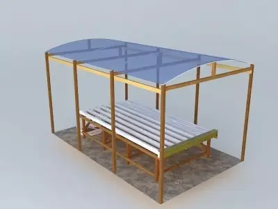 Hydroponics bench with PVC pipes 3D model