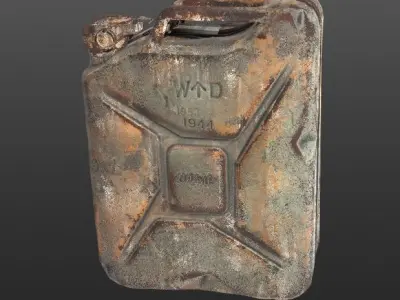 Jerrycan PBR 3d Model - Game Ready old rusty gun Low-poly 3D model