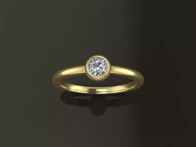 Bezel Single Diamond Ring 4mm Mix Size 3D print model