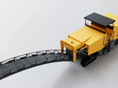 Cold Planer - Asphalt Removal Milling Machine Vehicle Low-poly 3D model