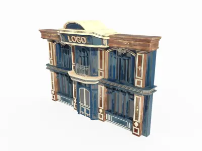 Classical shop facade with architectural structure 3D model