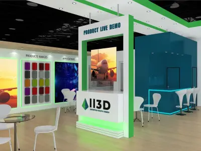 Exhibition Stand Stall Three Side Open 11X7 3D model