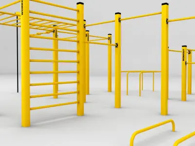Street workout park gym low poly Low-poly 3D model