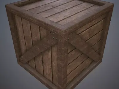 PBR Wooden Crate Low-poly 3D model purchase
