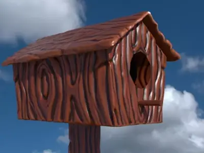 Cartoon Birdhouse Low-poly 3D model