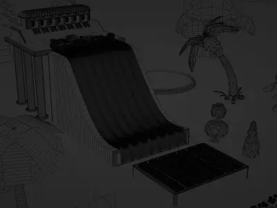 Cube Pool Filled by Soccer Balls 3D model