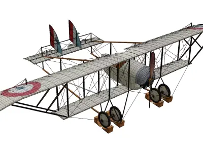 Biplane Caudron G3 Low-poly 3D model
