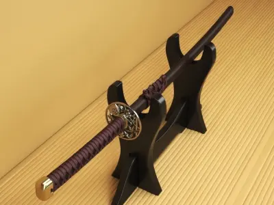 Japanese Katana - High Poly 3D model