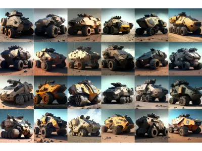 5 000 Spaceships Tanks Cars Weapons Robots references 3D model