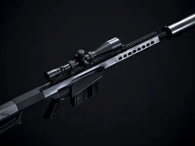 Barrett M82A1 Suppressor PBR Low-poly 3D model