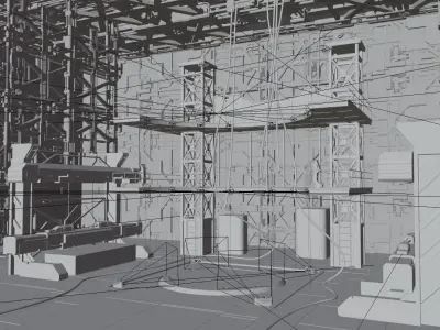 Sci Fi Mech Hangar Low-poly 3D model