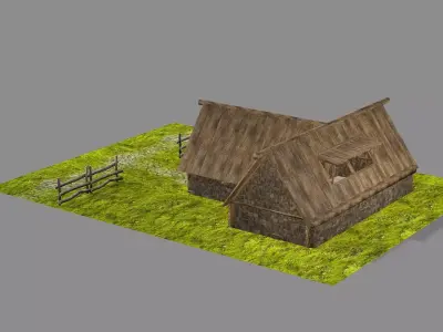 Medieval Viking House 06 Game Ready Low-poly 3D Model Low-poly 3D model