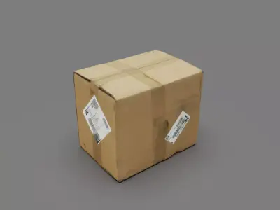 Cardboard box with labels Low-poly 3D model