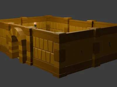 Modular Low Poly Medieval Hous Low-poly 3D model