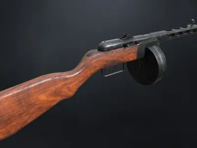 PPSh-41 Submachine Gun Low-poly 3D model purchase