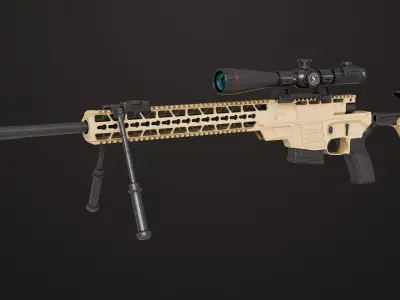 Sniper Rifle 04 Sandal Rigged All PBR Unity UE Textures Low-poly 3D model