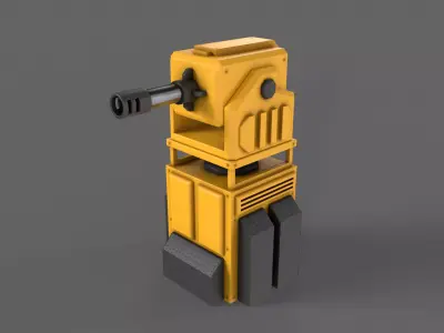 PBR Turret Gun 01 Yellow Low-poly 3D model