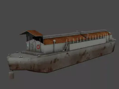 Grain inland barge Low-poly 3D model