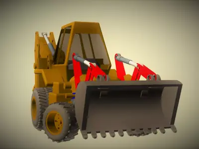 CAT JCB bachoe loader Low-poly 3D model