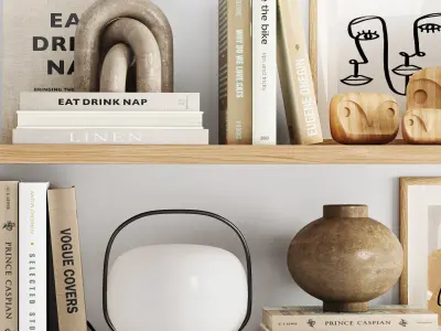 Decorative set shabby chic bookshelves 3D model