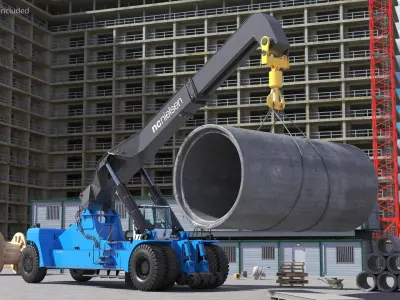 Mobile Reachstacker Nielsen NCN 180TH Lifting Concrete Pipe 3D model