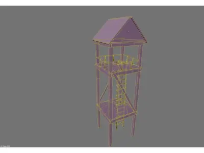 low poly watch tower Low-poly 3D model