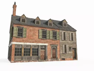 Town brick houses around the 18th century 3D model
