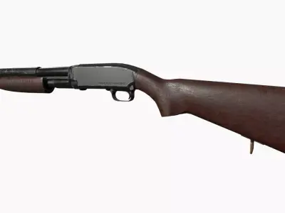 Shotgun Low-poly 3D model 11