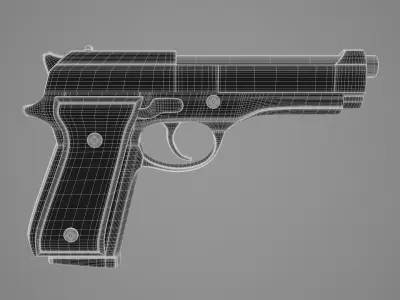 Simple Handgun Low-poly 3D model