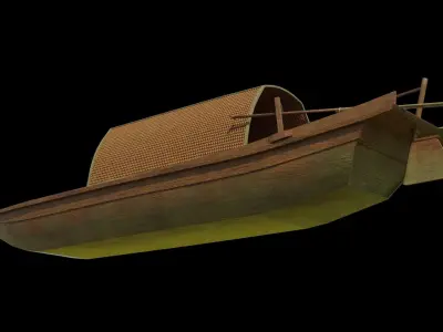 chinese black-awning boat Free low-poly 3D model