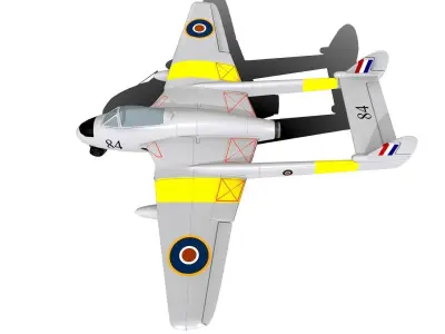 De Havilland Vampire British Fighter Jet Low-poly 3D model