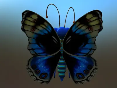 butterfly cartoon rigged character 3D model