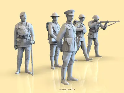WW1 US Soldiers 3D Models Pack  American Infantry STL  3D print model