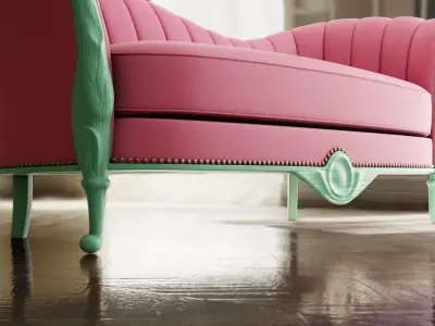 Furniture Sofa Blush Pink Chaise Lounge 002 Low-poly 3D model