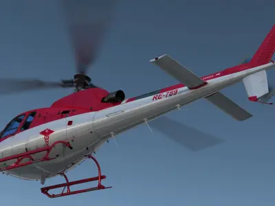 Medical Transport Helicopter Eurocopter AS-350 3D model