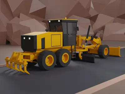 Motor Grader Heavy Vehicle Low-poly 3D model