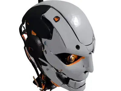 Damaged Robot Head Exposed Cables 3D model