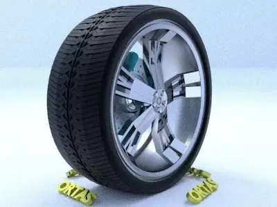 ORTAS CAR RIM 67 GAME READY RIM TIRE AND DISC 3D model