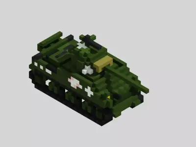 M4 Sherman Tank Voxel Low-poly 3D model