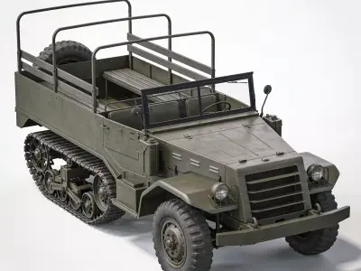 WWII Half-Track Troop Carrier 3D Model Low-poly 3D model